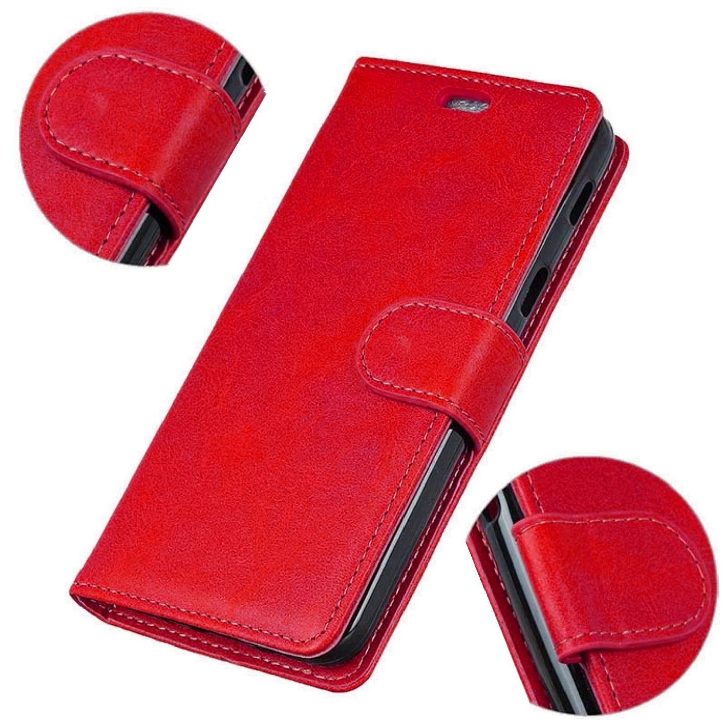 BOOK HÜLLE ROT für Samsung Galaxy A52 A52S 5G Handyhülle Handytasche Flip Case Klapphülle Cover Silikon Schutzhülle Magnet Kartenfach
